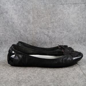 Anne Klein Shoes Womens 10 Ballet Flat Driving Loafer Flower Embellished Black